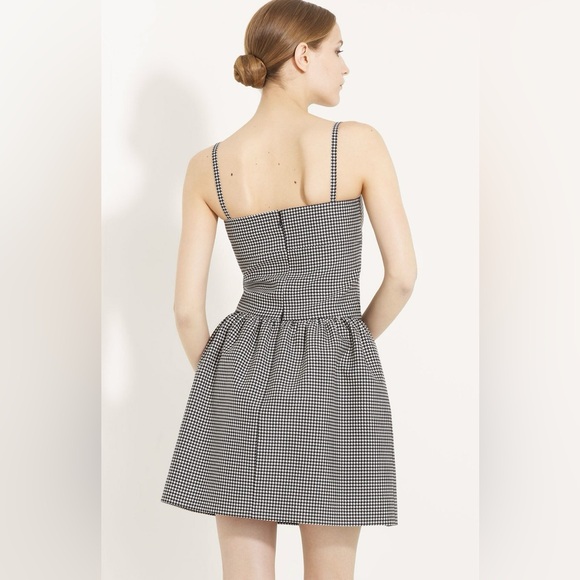 NWT Valentino Houndstooth Mini Dress Grey Fit & Flare Sleeveless Wool Silk Vneck - Picture 9 of 10